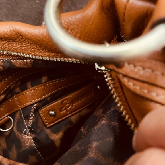 B. Makowsky Tan Brown Real Leather Crossbody Daily business Bag Purse - Picture 9 of 11